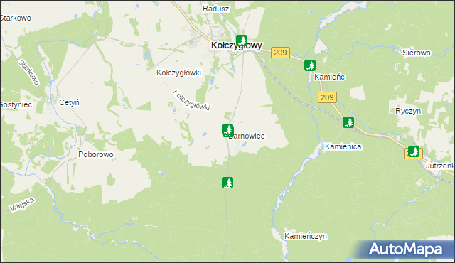 mapa Barnowiec gmina Kołczygłowy, Barnowiec gmina Kołczygłowy na mapie Targeo