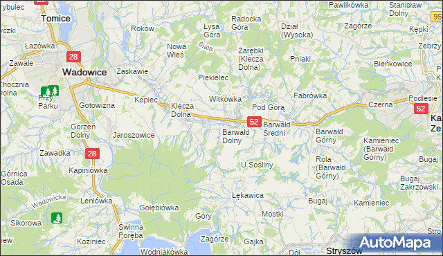 mapa Barwałd Dolny, Barwałd Dolny na mapie Targeo