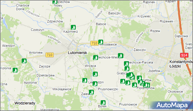 mapa Bechcice-Wieś, Bechcice-Wieś na mapie Targeo
