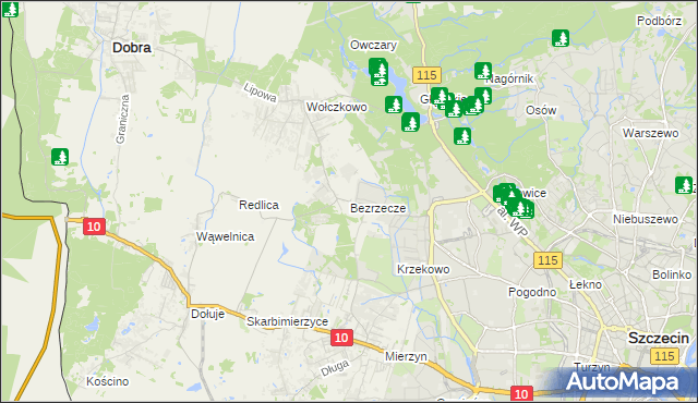 mapa Bezrzecze, Bezrzecze na mapie Targeo