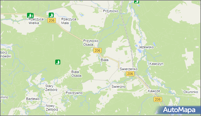 mapa Biała gmina Miastko, Biała gmina Miastko na mapie Targeo