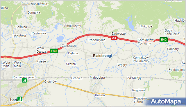 mapa Białobrzegi powiat łańcucki, Białobrzegi powiat łańcucki na mapie Targeo