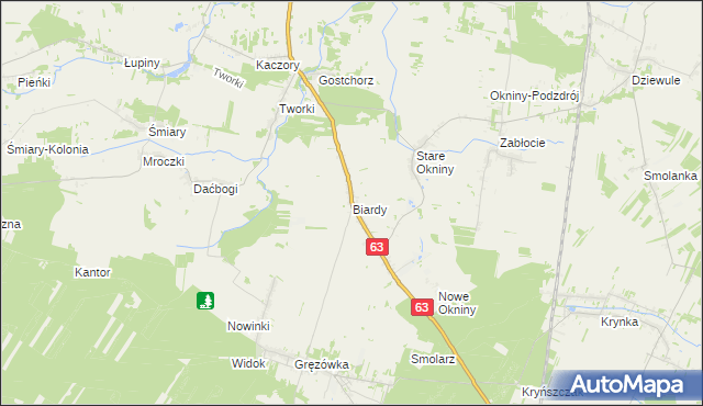 mapa Biardy, Biardy na mapie Targeo