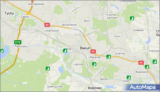 mapa Bieruń, Bieruń na mapie Targeo