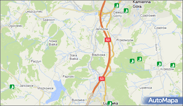 mapa Błażkowa gmina Lubawka, Błażkowa gmina Lubawka na mapie Targeo