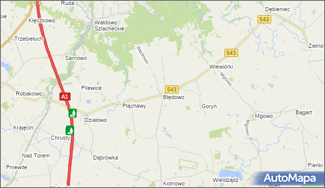 mapa Błędowo gmina Płużnica, Błędowo gmina Płużnica na mapie Targeo