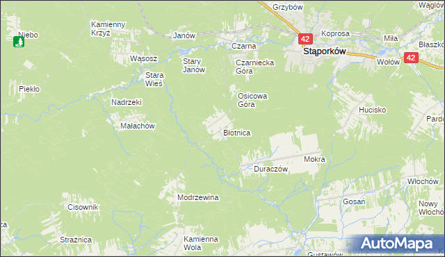 mapa Błotnica gmina Stąporków, Błotnica gmina Stąporków na mapie Targeo