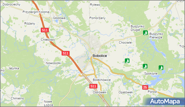 mapa Bobolice powiat koszaliński, Bobolice powiat koszaliński na mapie Targeo