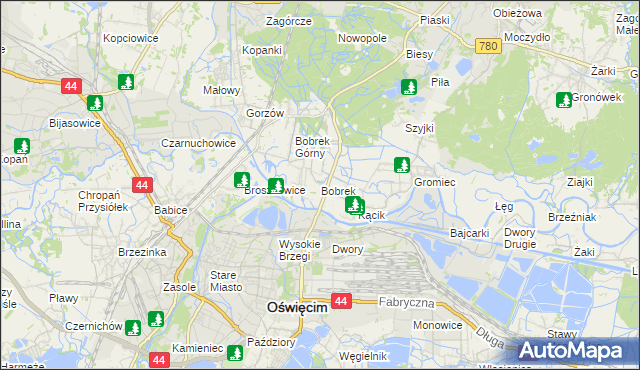 mapa Bobrek gmina Chełmek, Bobrek gmina Chełmek na mapie Targeo