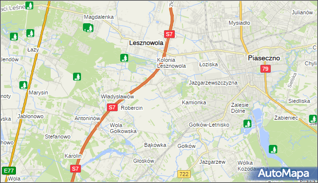 mapa Bobrowiec gmina Piaseczno, Bobrowiec gmina Piaseczno na mapie Targeo