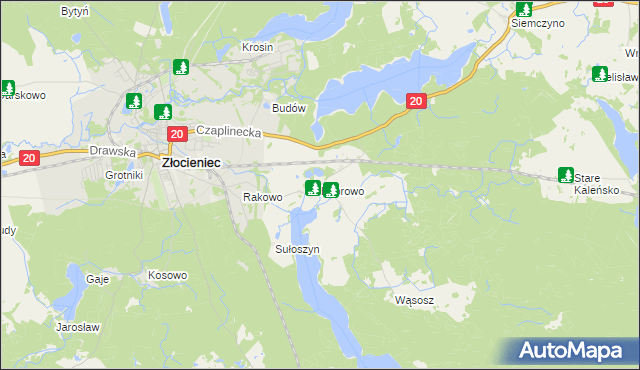 mapa Bobrowo gmina Złocieniec, Bobrowo gmina Złocieniec na mapie Targeo