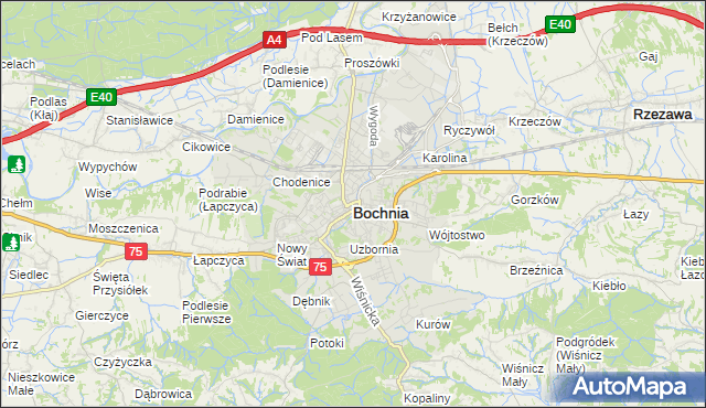 mapa Bochni, Bochnia na mapie Targeo