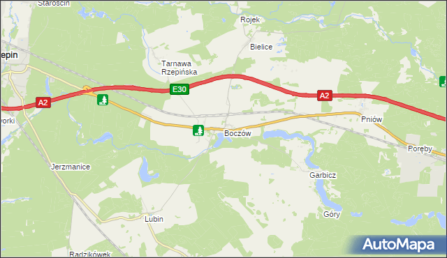 mapa Boczów gmina Torzym, Boczów gmina Torzym na mapie Targeo