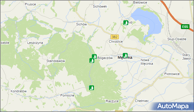 mapa Bogaczów gmina Męcinka, Bogaczów gmina Męcinka na mapie Targeo