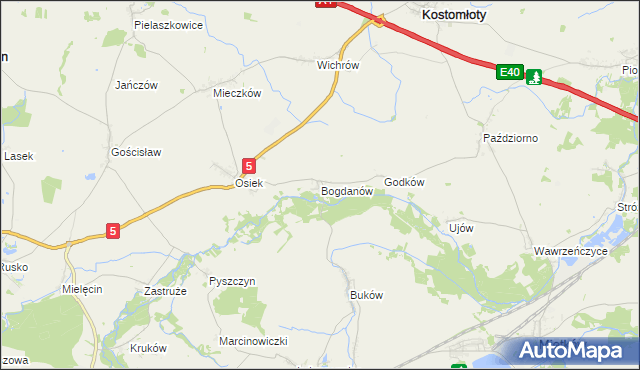 mapa Bogdanów gmina Kostomłoty, Bogdanów gmina Kostomłoty na mapie Targeo