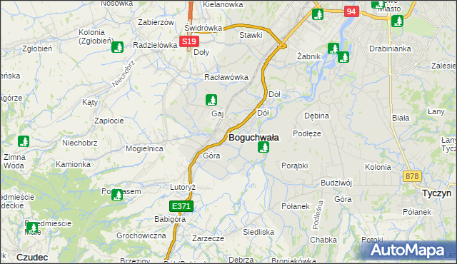 mapa Boguchwała powiat rzeszowski, Boguchwała powiat rzeszowski na mapie Targeo