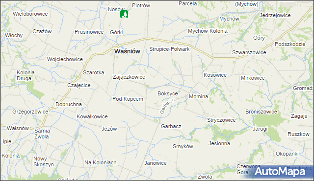 mapa Boksyce, Boksyce na mapie Targeo