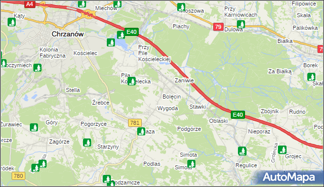 mapa Bolęcin gmina Trzebinia, Bolęcin gmina Trzebinia na mapie Targeo