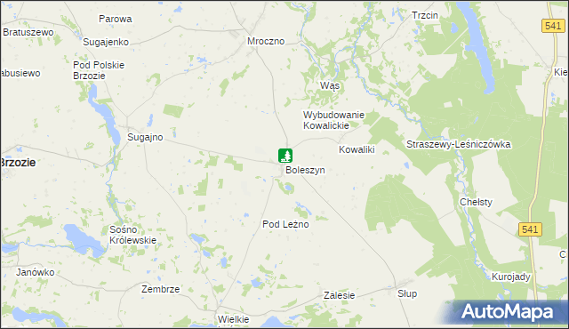 mapa Boleszyn gmina Grodziczno, Boleszyn gmina Grodziczno na mapie Targeo