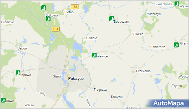 mapa Bolewice gmina Pełczyce, Bolewice gmina Pełczyce na mapie Targeo