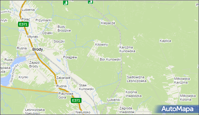 mapa Bór Kunowski, Bór Kunowski na mapie Targeo