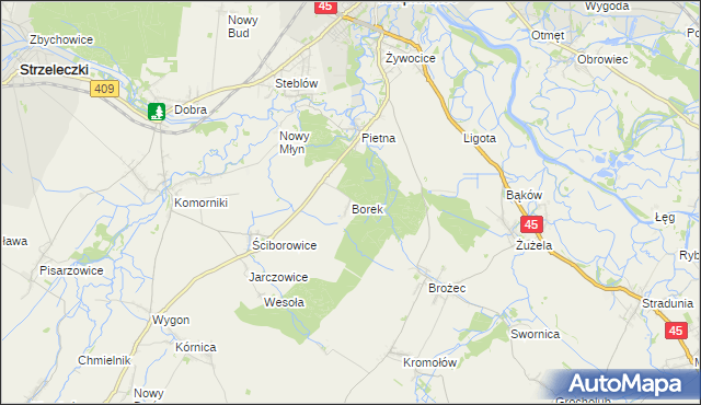 mapa Borek gmina Krapkowice, Borek gmina Krapkowice na mapie Targeo