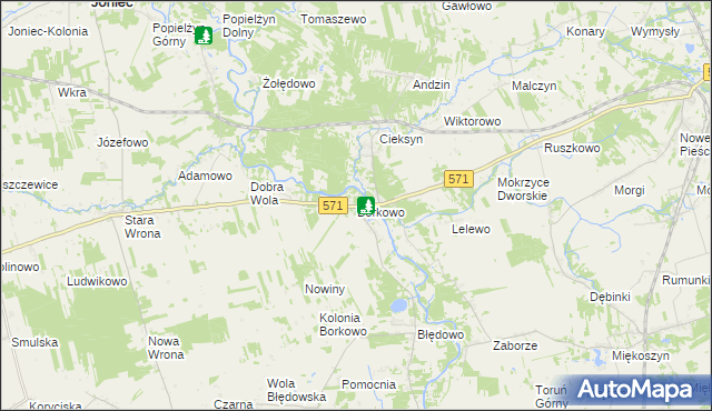 mapa Borkowo gmina Nasielsk, Borkowo gmina Nasielsk na mapie Targeo