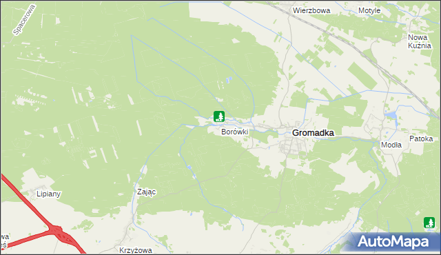 mapa Borówki gmina Gromadka, Borówki gmina Gromadka na mapie Targeo
