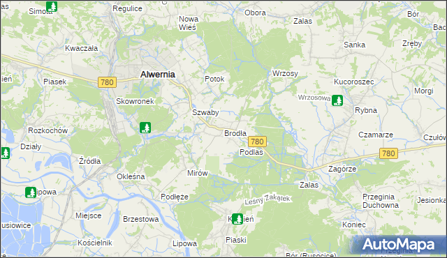 mapa Brodła, Brodła na mapie Targeo