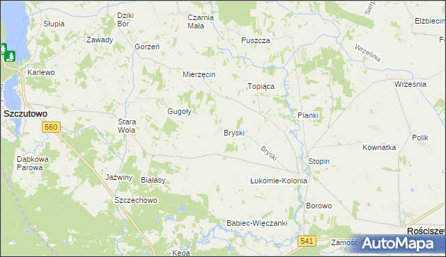 mapa Bryski gmina Rościszewo, Bryski gmina Rościszewo na mapie Targeo