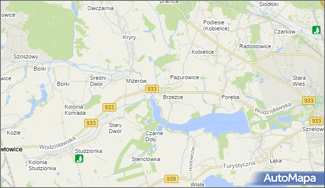 mapa Brzeźce gmina Pszczyna, Brzeźce gmina Pszczyna na mapie Targeo