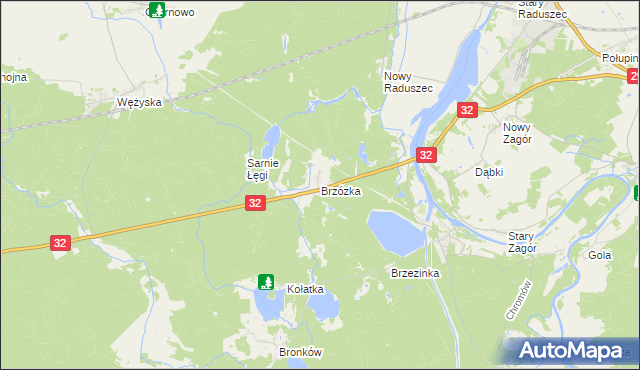 mapa Brzózka gmina Krosno Odrzańskie, Brzózka gmina Krosno Odrzańskie na mapie Targeo