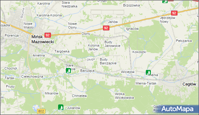 mapa Budy Barcząckie, Budy Barcząckie na mapie Targeo