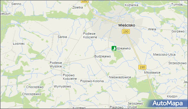 mapa Budziejewo, Budziejewo na mapie Targeo