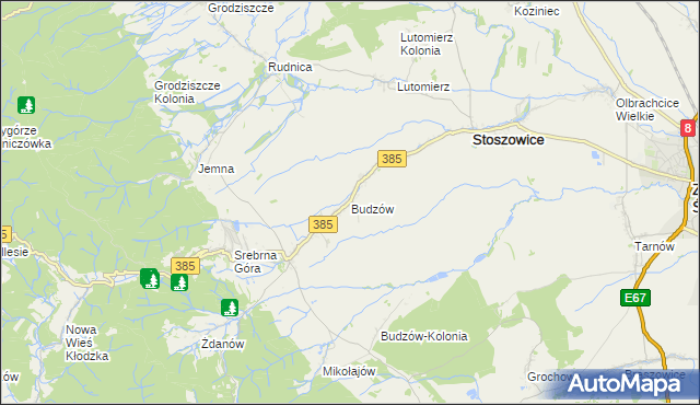 mapa Budzów gmina Stoszowice, Budzów gmina Stoszowice na mapie Targeo