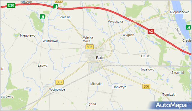 mapa Buk powiat poznański, Buk powiat poznański na mapie Targeo
