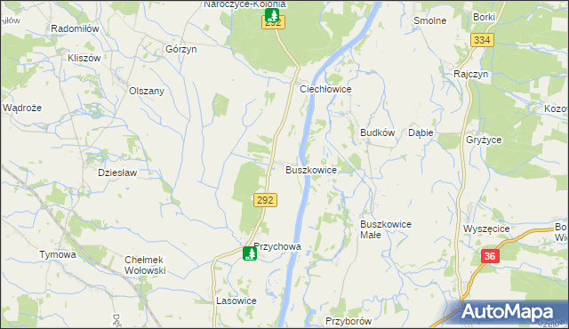 mapa Buszkowice gmina Ścinawa, Buszkowice gmina Ścinawa na mapie Targeo