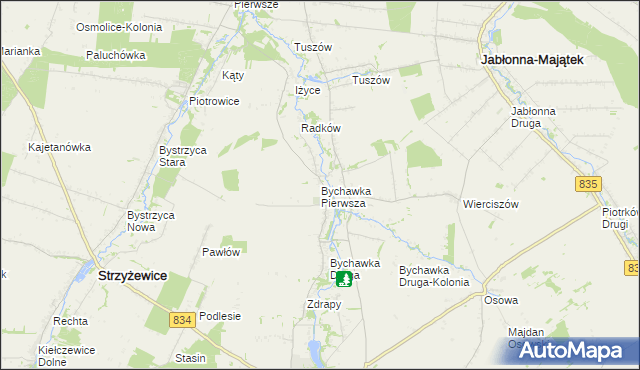 mapa Bychawka Pierwsza, Bychawka Pierwsza na mapie Targeo