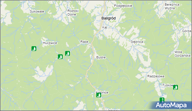 mapa Bystre gmina Baligród, Bystre gmina Baligród na mapie Targeo