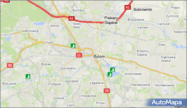 mapa Bytomia, Bytom na mapie Targeo