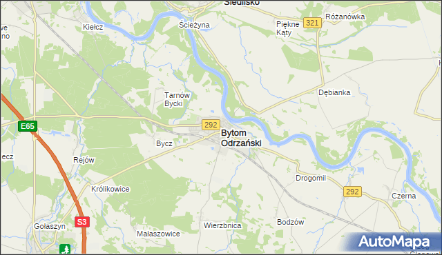 mapa Bytom Odrzański, Bytom Odrzański na mapie Targeo