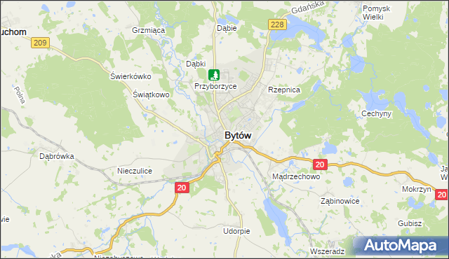mapa Bytów, Bytów na mapie Targeo