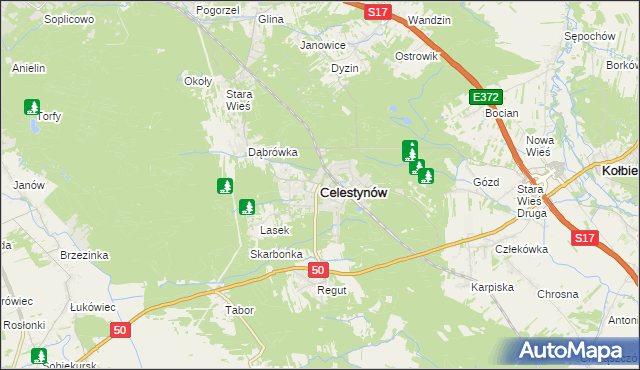 mapa Celestynów powiat otwocki, Celestynów powiat otwocki na mapie Targeo