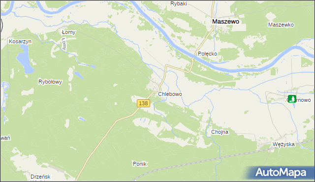 mapa Chlebowo gmina Gubin, Chlebowo gmina Gubin na mapie Targeo