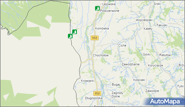 mapa Chochołów gmina Czarny Dunajec, Chochołów gmina Czarny Dunajec na mapie Targeo