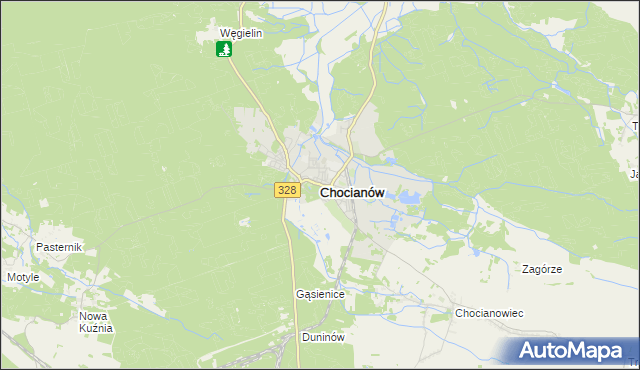 mapa Chocianów, Chocianów na mapie Targeo