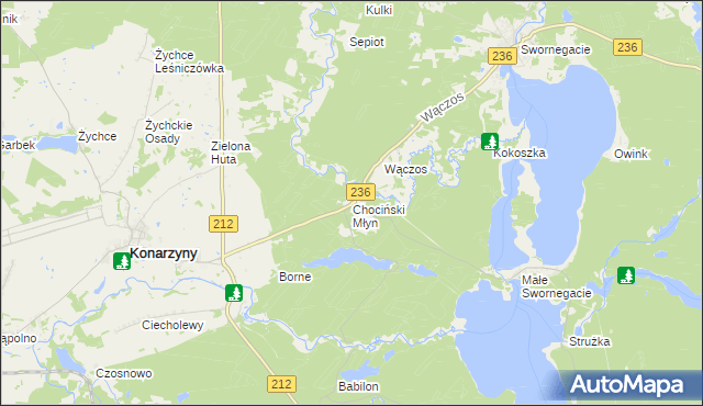 mapa Chociński Młyn, Chociński Młyn na mapie Targeo