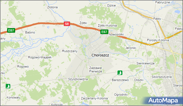 mapa Choroszcz, Choroszcz na mapie Targeo