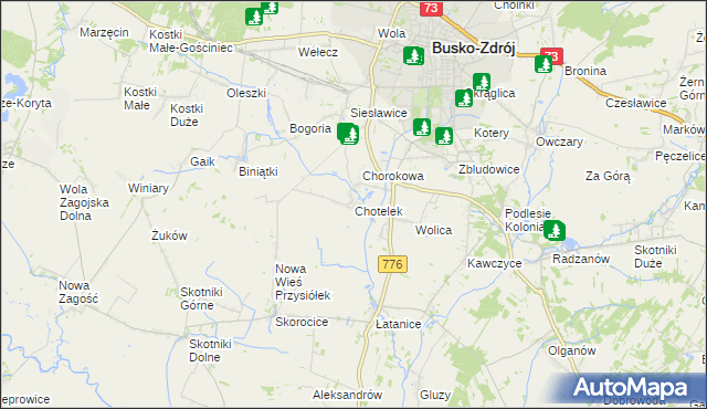 mapa Chotelek, Chotelek na mapie Targeo