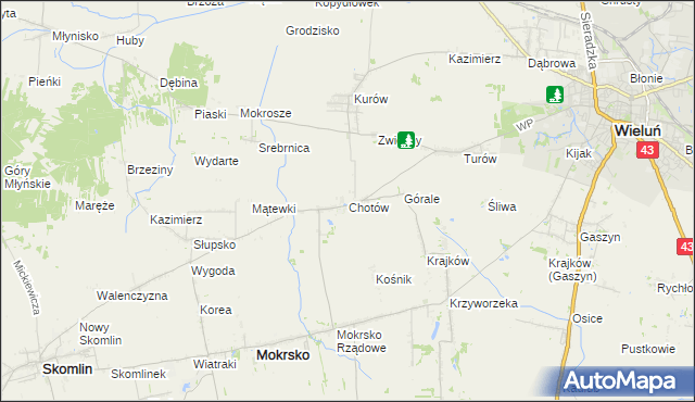 mapa Chotów gmina Mokrsko, Chotów gmina Mokrsko na mapie Targeo